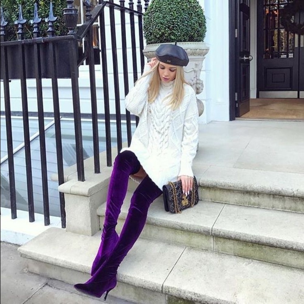 (SOLD)Zara Thigh High Velvet Boots - Picture 1 of 6